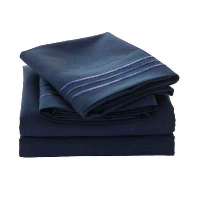 200TC Drie lijnen borduurwerk Luxe hotel lakenset met 100% polyester microfiber