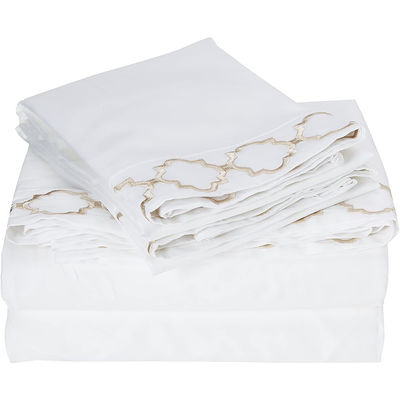 All-Season Flat Bed Sheet Egyptisch Luxe Geborduurd Bed Sheet Set met Prachtige touw Borduurwerk 4 Piece Set