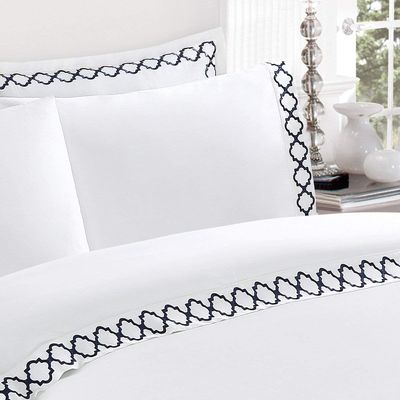 All-Season Flat Bed Sheet Egyptisch Luxe Geborduurd Bed Sheet Set met Prachtige touw Borduurwerk 4 Piece Set