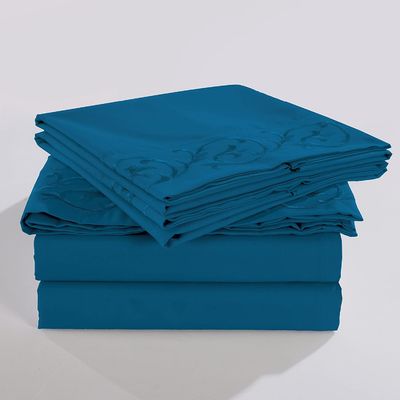 Geen vulling Elegante en moderne rollen bloemen geborduurde plaat set 4 stuks 100% polyester