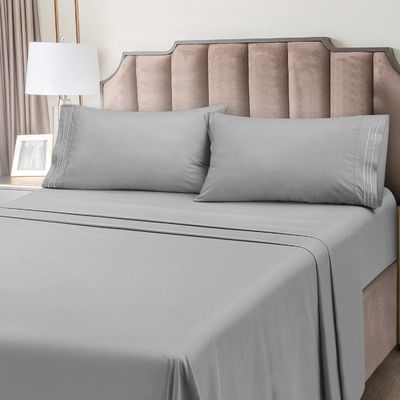Microfiber geborduurde lakens Set voor 16 "Deep Pocket Mattress 3/4pcs is aangepast JA