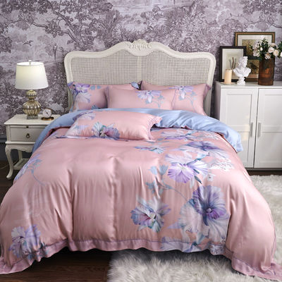 Custom Flower Design Wasbaar 60s 100% Lyocell Sateen Bedden Set voor Slaapkamer Klasse A