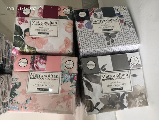 Massage Geen MOQ Druk microfiber stof 80gm 100% polyester beddengoed set 6pcs Goed
