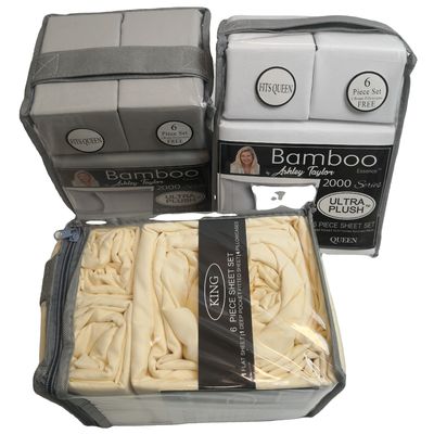 Moderne stijl 2200 draad getal bamboe stof plaat set 6pcs set plaat kussenset sets