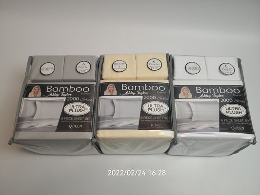 Moderne stijl 2200 draad getal bamboe stof plaat set 6pcs set plaat kussenset sets