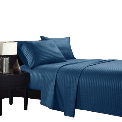 Satin Stripe 90GSM Microfiber Extra Soft Luxe Bed Sheets Set 3pcs 4pcs Navy Deep Pocket