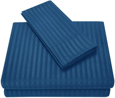 Satin Stripe 90GSM Microfiber Extra Soft Luxe Bed Sheets Set 3pcs 4pcs Navy Deep Pocket