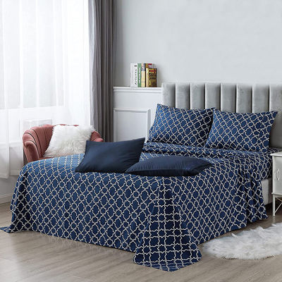100% Polyester Print Microfiber Stof Bed Linnen Set voor Koningin en Koning Grootte 6pcs