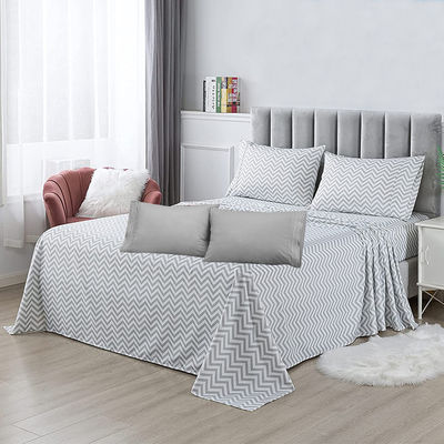 100% Polyester Print Microfiber Stof Bed Linnen Set voor Koningin en Koning Grootte 6pcs
