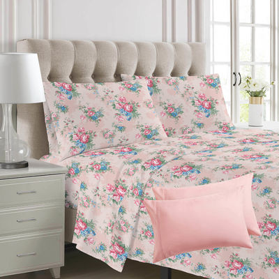 100% Polyester Print Microfiber Stof Bed Linnen Set voor Koningin en Koning Grootte 6pcs