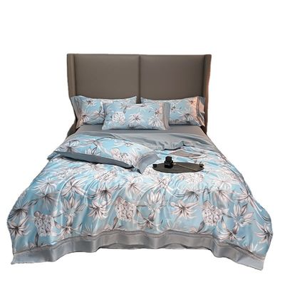 Stijlvolle Tencel Modal Plaat Kussenhoes Set met geborduurde dekbedekking en kussenhoesjes