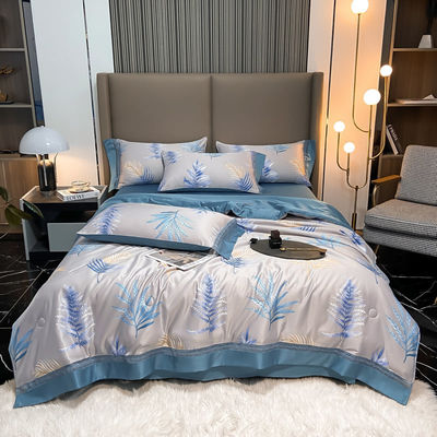 Stijlvolle Tencel Modal Plaat Kussenhoes Set met geborduurde dekbedekking en kussenhoesjes