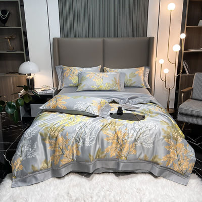 Stijlvolle Tencel Modal Plaat Kussenhoes Set met geborduurde dekbedekking en kussenhoesjes
