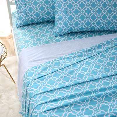 Op maat gemaakte set van micro-vezel flannel lakens - Luxe gedrukte 4 stukken beddengoed collectie voor hotel