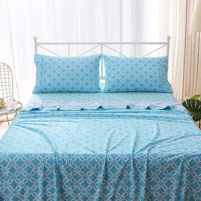 Op maat gemaakte set van micro-vezel flannel lakens - Luxe gedrukte 4 stukken beddengoed collectie voor hotel