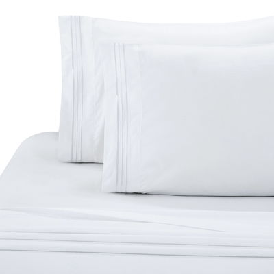 Poly katoen 300tc hotel wit geborduurd beddengoed dekbed kussenset