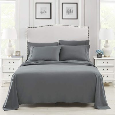 Bedlaken met stevig patroon gepoetste microfiber bamboe beddengoed set 6pcs voor slaapkamer