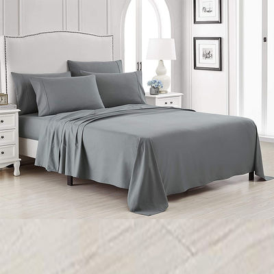 Bedlaken met stevig patroon gepoetste microfiber bamboe beddengoed set 6pcs voor slaapkamer