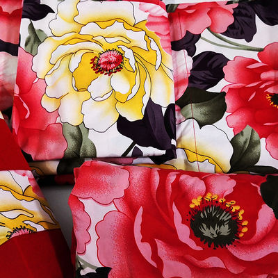 Reactief gedrukt bloemen 100% polyester Home Textiles Set van zes in aangepaste kleuren