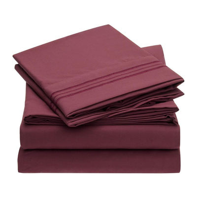 80gm Microfiber Drie lijnen borduurwerk Bed sheet set 4pcs voor slaapkamer