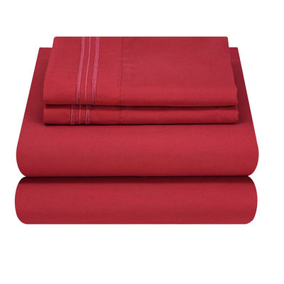 80gm Microfiber Drie lijnen borduurwerk Bed sheet set 4pcs voor slaapkamer