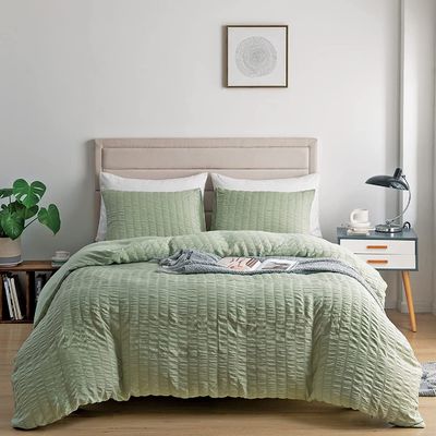 Aanpasbare Seersucker dekbed set 3 stuk luxe beddengoed set unieke stijl