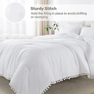 130 * 70 Stoffendichtheid Wit Pom Pom Fringe dekbed en kussenset 3 stuks
