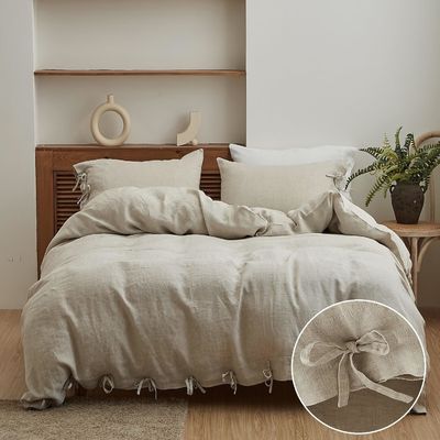 Volledige kleur 100% Linnen dekbed Set 3pcs Aanpasbaar ontwerp