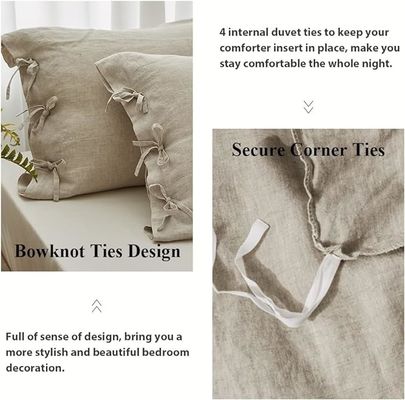 Volledige kleur 100% Linnen dekbed Set 3pcs Aanpasbaar ontwerp