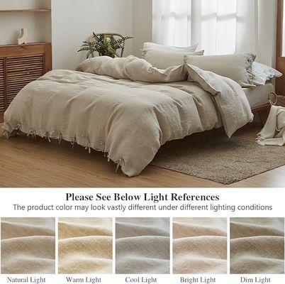 Volledige kleur 100% Linnen dekbed Set 3pcs Aanpasbaar ontwerp