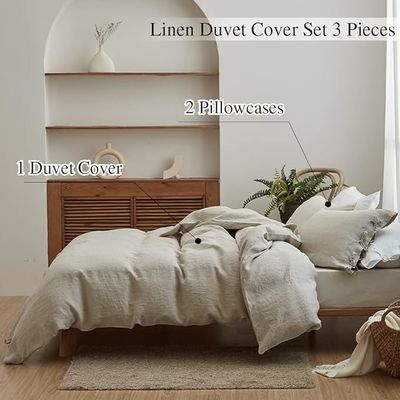 Volledige kleur 100% Linnen dekbed Set 3pcs Aanpasbaar ontwerp