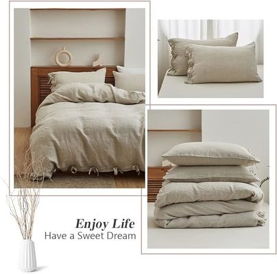 Volledige kleur 100% Linnen dekbed Set 3pcs Aanpasbaar ontwerp