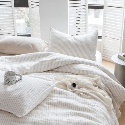 100% puur linnen dekbed set 3pcs gestreepte gewassen natuurlijke vlas beddengoed set