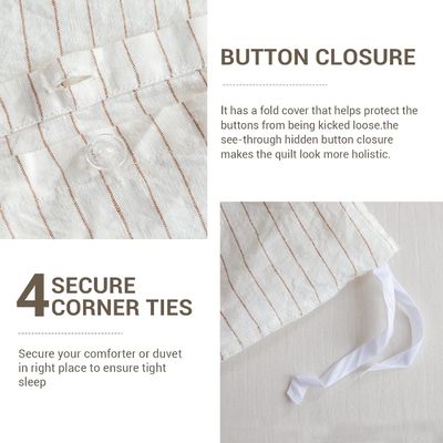 100% puur linnen dekbed set 3pcs gestreepte gewassen natuurlijke vlas beddengoed set