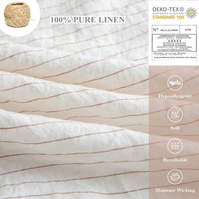 100% puur linnen dekbed set 3pcs gestreepte gewassen natuurlijke vlas beddengoed set
