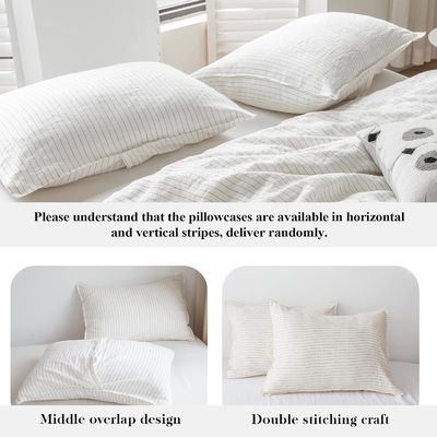 100% puur linnen dekbed set 3pcs gestreepte gewassen natuurlijke vlas beddengoed set